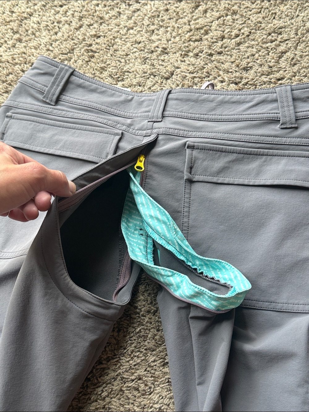 SheFly Women’s gray/purple technical Outdoor Pants w/hidden zipper, Sz. 6 - Picture 8 of 14